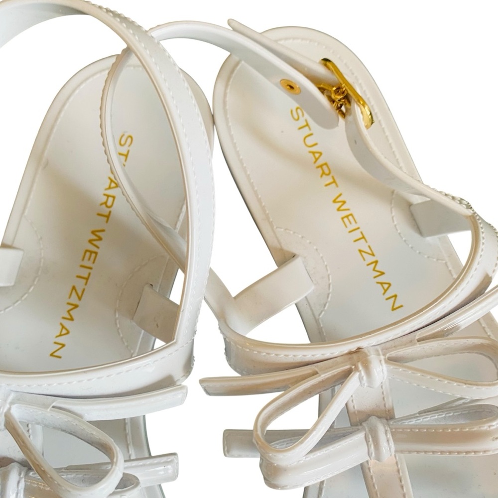 Women’s Size 8 (Euro Sz 39) Staurt Weitzman Felicity Bow Jelly Sandals In White - Picture 11 of 14